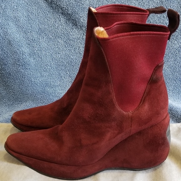 STEPHANE Kelian Berry Suede platform Ankle Boots - Picture 2 of 8
